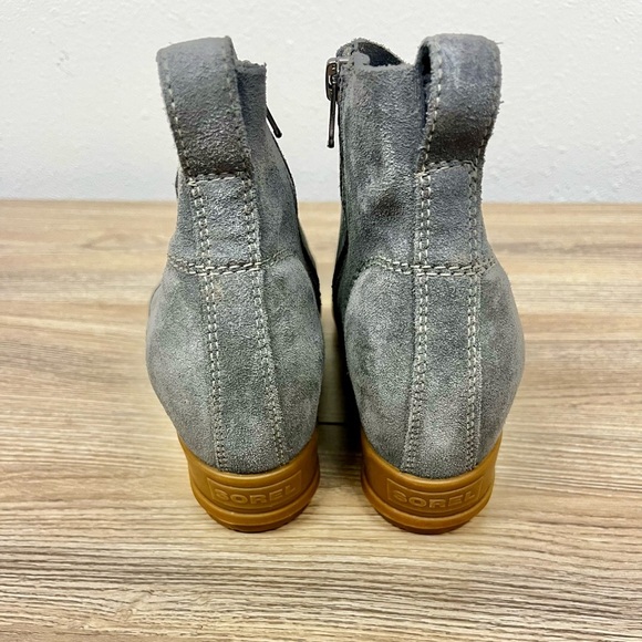 Sorel NEW Evie Waterproof Suede Wedge Booties Gray/Tan - Size 8.5 - Picture 8 of 10